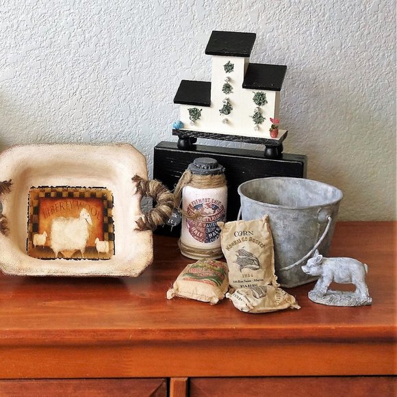 Primitive Milk Bottle Farmhouse Tier Tray Decor Rustic Vintage Milk Can - Picture 2 of 3